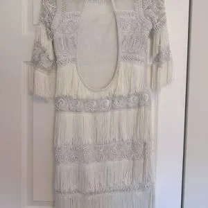 club monaco white dress Club Monaco White Belted Mini Dress UK 8